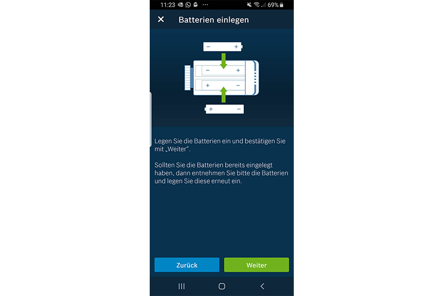 Batterien in das Thermostat einlegen 